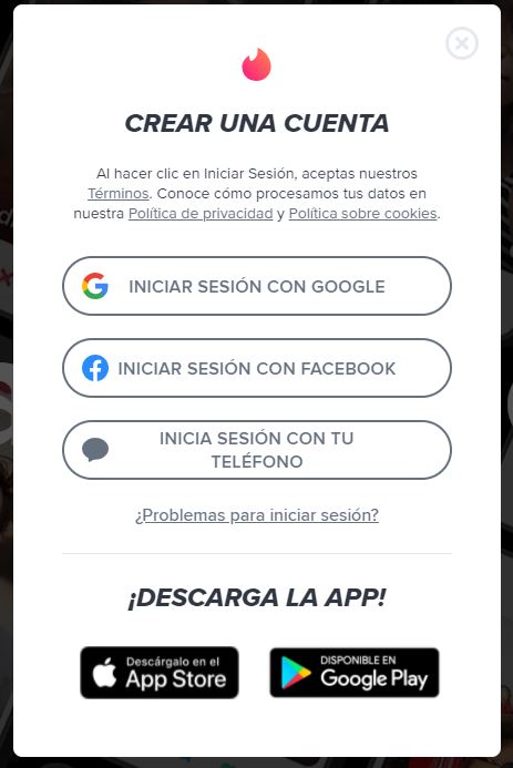 crear cuenta en tinder