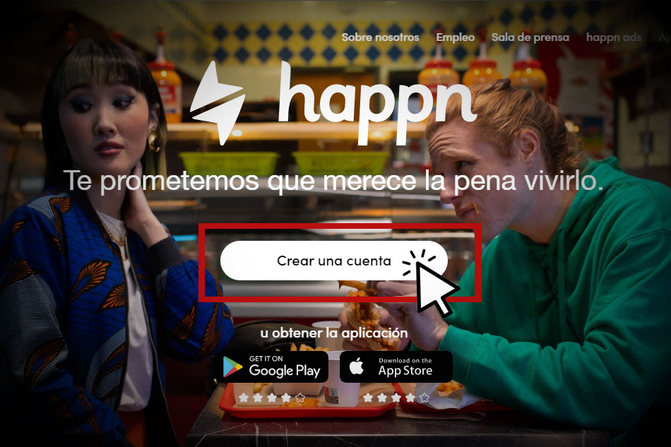 Proceso de registro en Happn